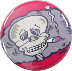 Smoking skeleton Badge